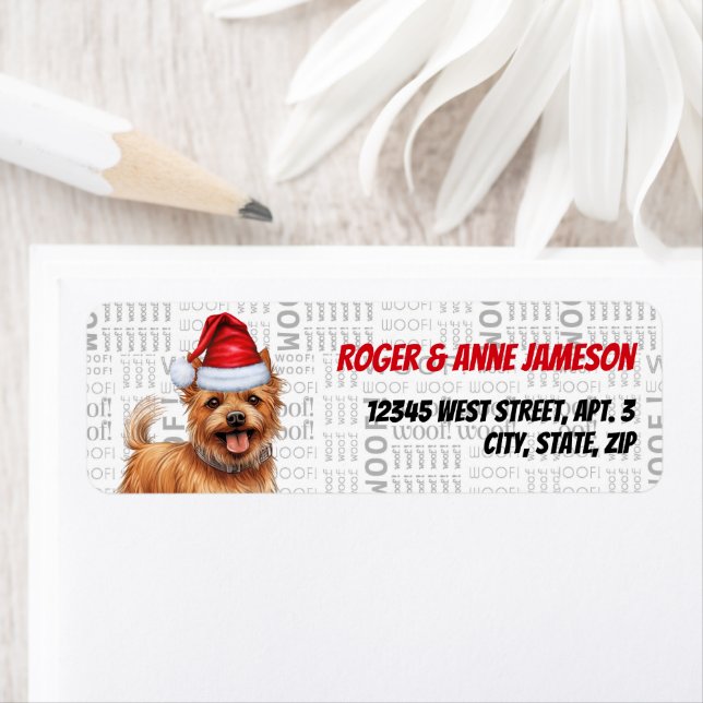 Christmas Australian Terrier Dog Holiday Address (Insitu)