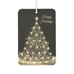 Christmas Auto Golden Shiny Tree Winter Black Air Freshener
