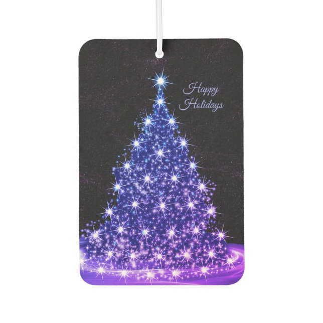 Christmas Auto Pink Blue Tree Winter Black Rustic Air Freshener (Front)