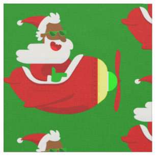 christmas aviator airplane pilot black santa fabric