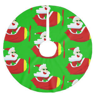 christmas aviator airplane pilot santa claus funny brushed polyester tree skirt