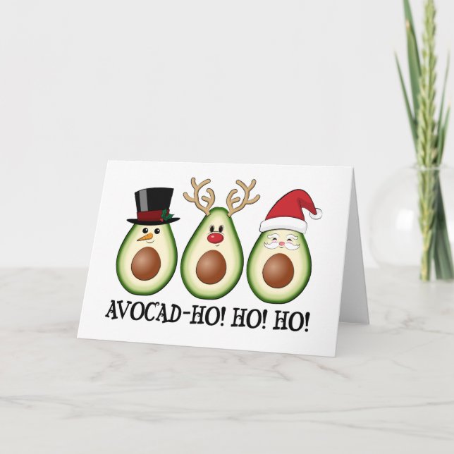 Christmas Avocado Frosty, Rudolph, and Santa Card (Front)