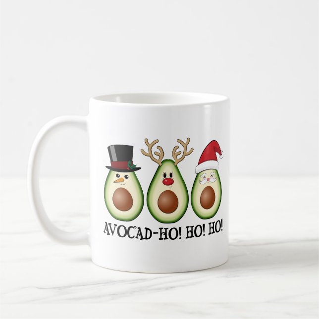 Christmas Avocado Frosty, Rudolph, and Santa Coffee Mug (Left)