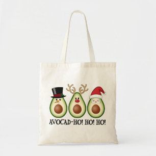 Christmas Avocado Frosty, Rudolph, and Santa Tote Bag
