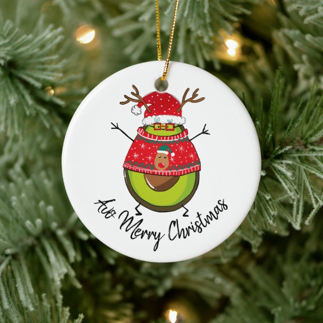 Christmas avocado gift for husband wife other half ceramic ornament (Tree)