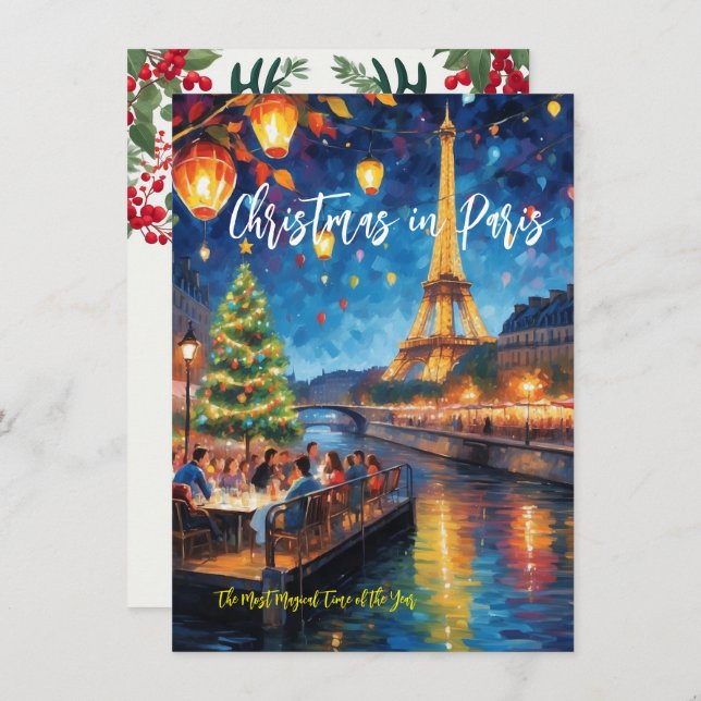 'Christmas Away in Paris' Greeting Card (Front/Back)