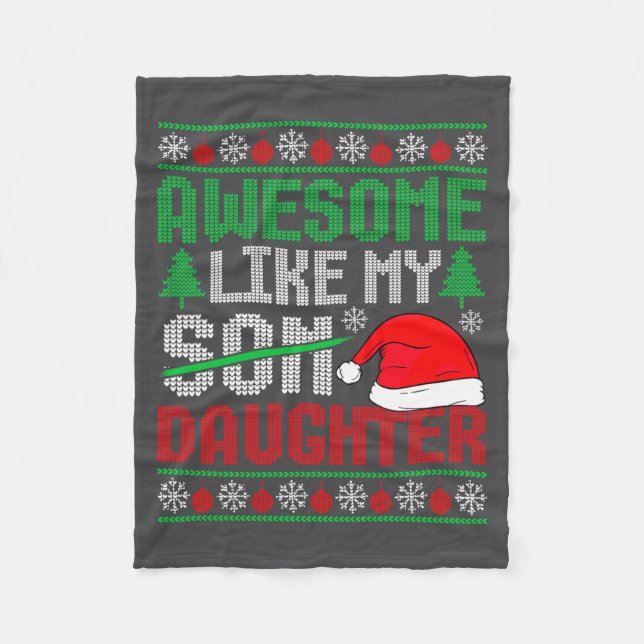 Christmas Awesome Like My Daughter Santa Hat Ugly  Fleece Blanket (Front)
