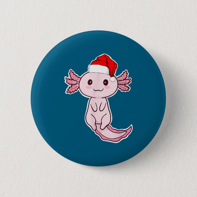 Christmas Axolotl  2 Inch Round Button (Front)