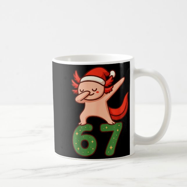 Christmas Axolotl Dabbing 67 Meme Six Seven Funny  Coffee Mug (Right)