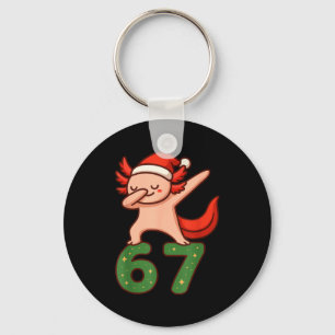 Christmas Axolotl Dabbing 67 Meme Six Seven Funny Keychain