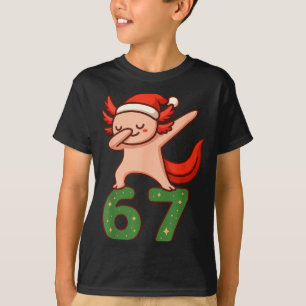 Christmas Axolotl Dabbing 67 Meme Six Seven Funny  T-Shirt
