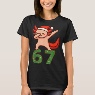 Christmas Axolotl Dabbing 67 Meme Six Seven Funny  T-Shirt