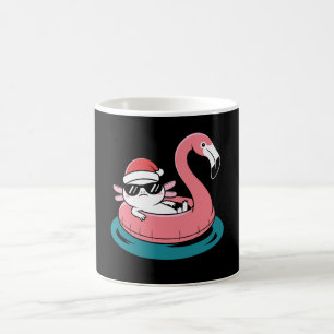 Christmas Axolotl Santa Hat Flamingo Pool Float Coffee Mug