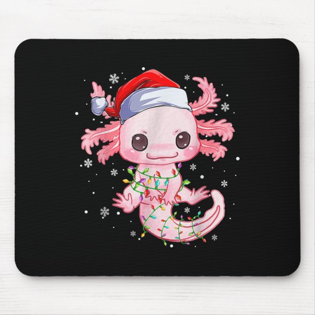 Christmas Axolotl Santa Hat Lights Japanese Cute A Mouse Pad (Front)
