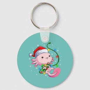 Christmas Axolotl Santa Hat Lights Japanese Cute Keychain