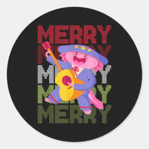 Christmas Axolotl Ugly Sweater Funny Christmas Sno Classic Round Sticker