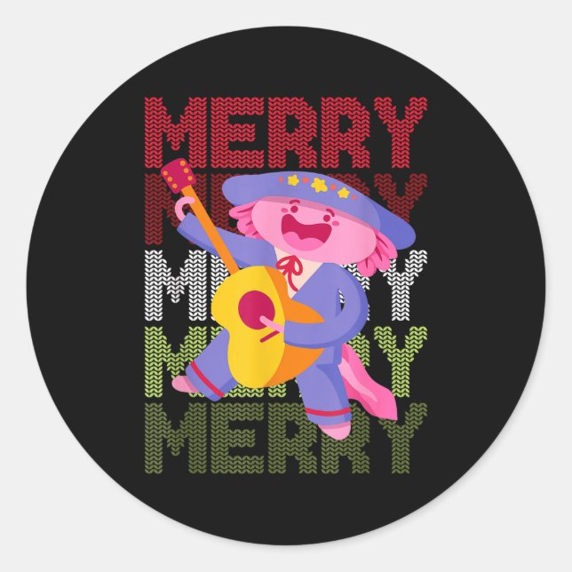 Christmas Axolotl Ugly Sweater Funny Christmas Sno Classic Round Sticker (Front)