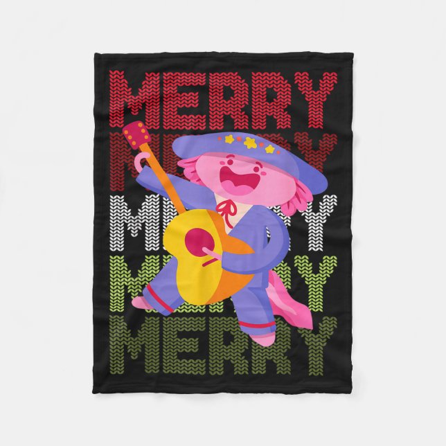 Christmas Axolotl Ugly Sweater Funny Christmas Sno Fleece Blanket (Front)