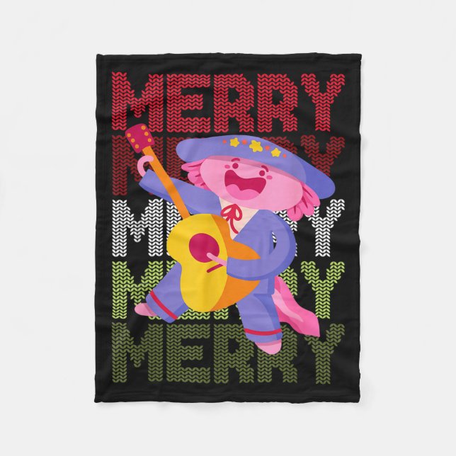 Christmas Axolotl Ugly Sweater Funny Christmas Sno Fleece Blanket (Front)