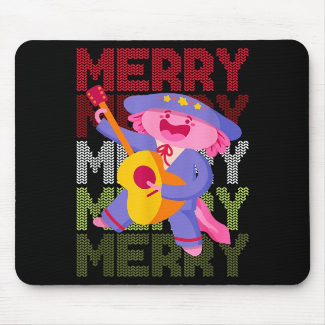 Christmas Axolotl Ugly Sweater Funny Christmas Sno Mouse Pad (Front)