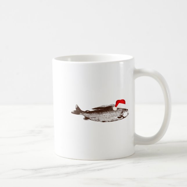 Christmas B Fishing Wearing Santa Hat  Coffee Mug (Right)