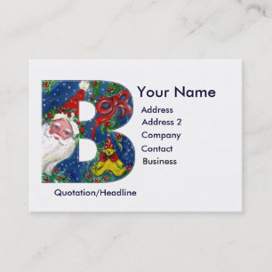 CHRISTMAS B LETTER / SANTA CLAUS WITH RED RIBBON BUSINESS CARD