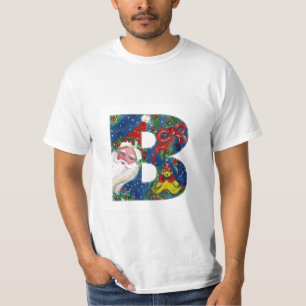 CHRISTMAS B LETTER / SANTA CLAUS WITH RED RIBBON T-Shirt