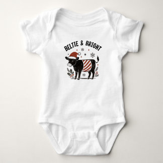 Christmas Baby Beltie Farmer Belted Galloway Cow Bodysuit