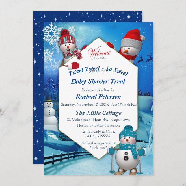 Christmas Baby Boy Arrival Invitation (Front/Back)