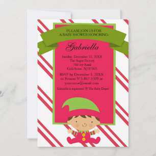 Christmas Baby Boy Elf - Invitation Baby shower