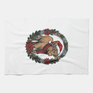 Christmas Baby Calf Vintage Engraving Holiday Shir Kitchen Towel