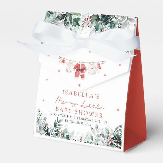 Christmas Baby Clothes Merry Little Baby Shower Favor Box (Front Side)