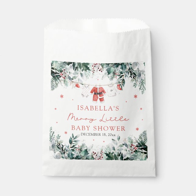 Christmas Baby Clothes Merry Little Baby Shower Favour Bag (Front)