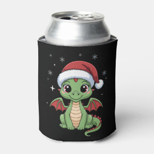 Christmas Baby Dragon Santa Hat Snowflakes Cute Can Cooler
