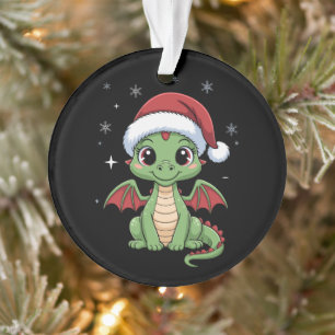 Christmas Baby Dragon Santa Hat Snowflakes Cute Ornament