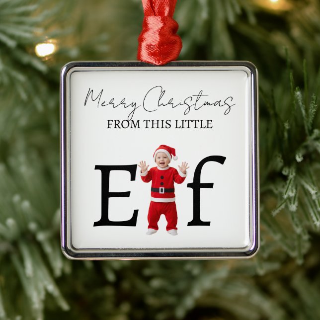 Christmas Baby Elf First Christmas Metal Ornament (Tree)
