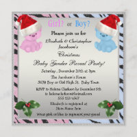 Christmas Baby Gender Reveal Bears in Santa Hats