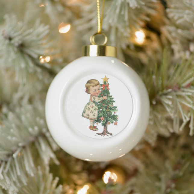 Christmas Baby Girl Ceramic Ball Christmas Ornament (Tree)