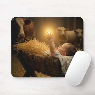 Christmas Baby In a Barn Manger Mouse Pad