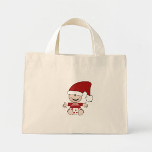Christmas Baby in Stocking Cap Tshirts and Gifts Mini Tote Bag