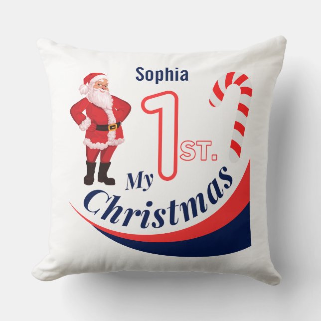  Christmas Baby "My 1st Christmas" Throw Pillow (Front)