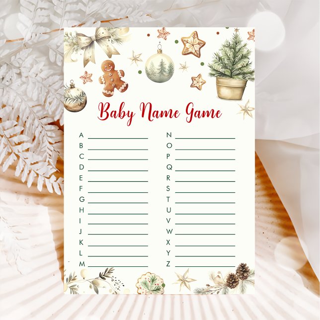 Christmas Baby Name Baby Shower Game Card (Creator Uploaded)