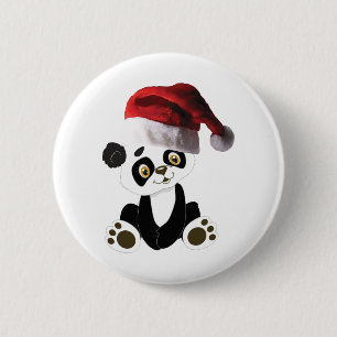 christmas baby panda bear 2 inch round button