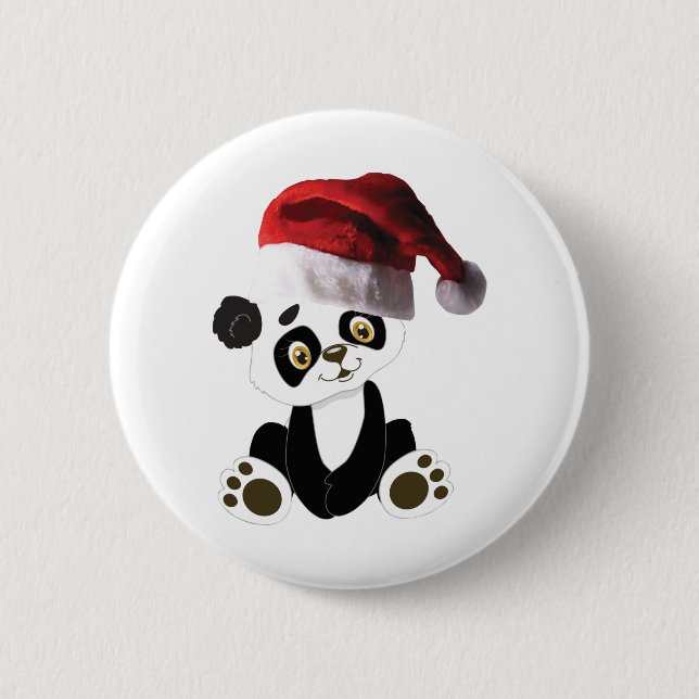 christmas baby panda bear 2 inch round button (Front)