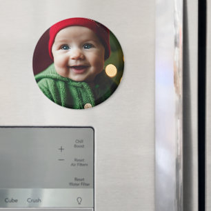 Christmas Baby Photo Template Round Refrigerator Magnet