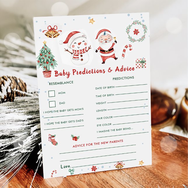Christmas Baby Predictions & Advice Game Card (Creator Uploaded)
