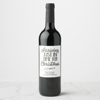 Christmas Baby Pregnancy Reveal New Grandparents Wine Label