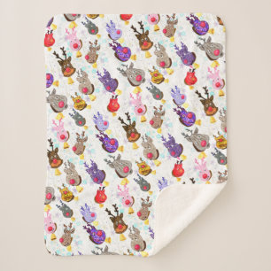 Christmas Baby Sherpa Blanket Colourful Toys Deers
