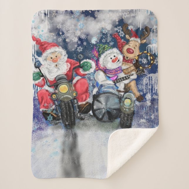 Christmas Baby Sherpa Blanket Happy Friends Funny (Front)