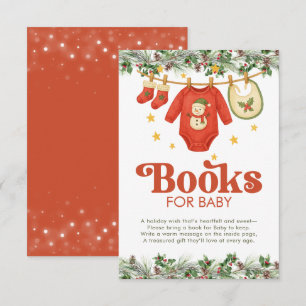Christmas Baby Shower Books for Baby Clothesline Enclosure Card